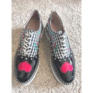 Betsey Johnson Chunky Artsy Librarian Funky Cherry Abbott Loafers SZ 8